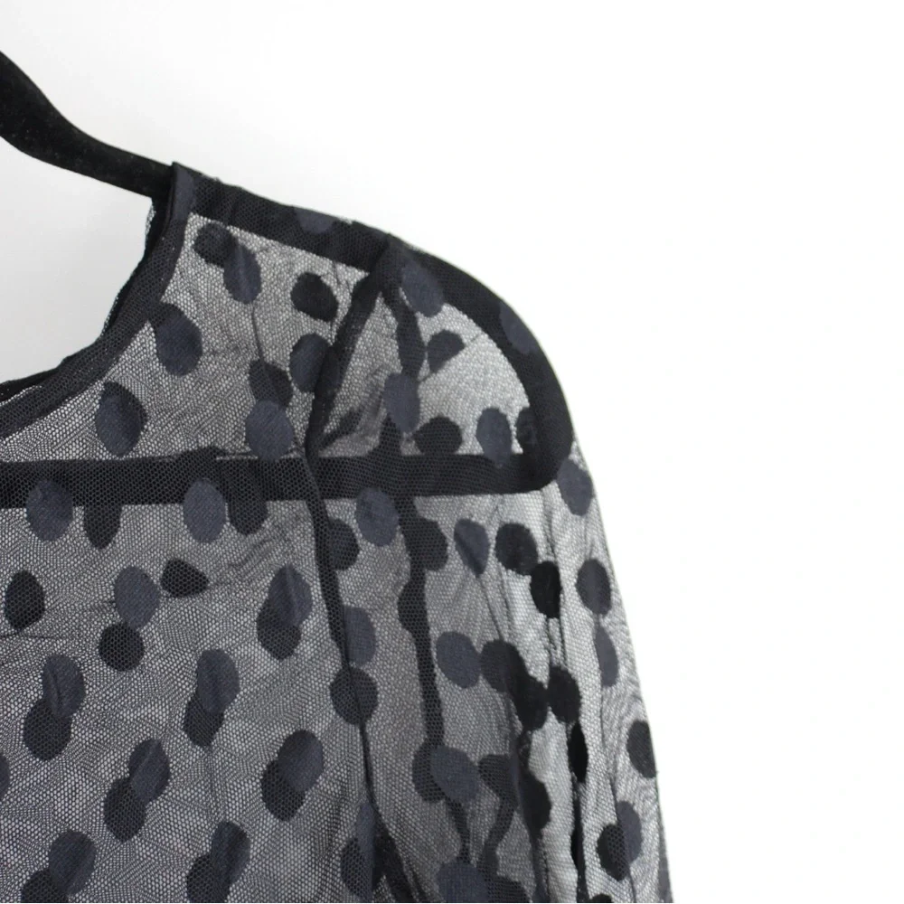 Zara Black Sheer Polka Dot Blouse - Picture 2 of 2